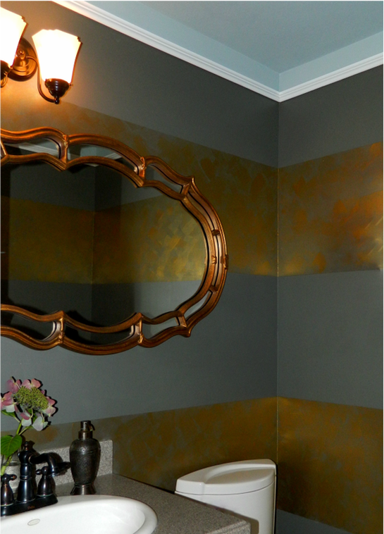 Laura ZB Design Interior Designer Bathroom Remodel Vibrant Blue Gold