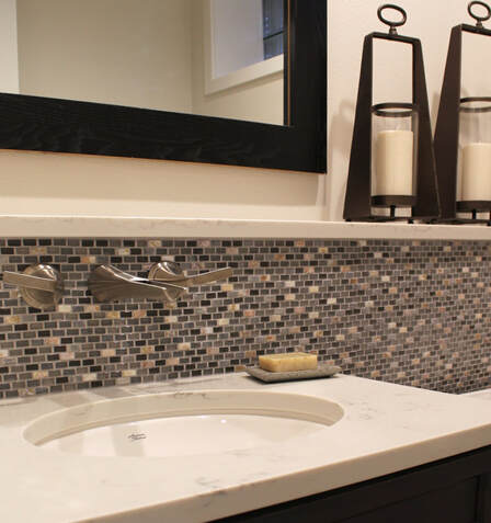 Laura ZB Design Interior Designer Bathroom Tile Makeover Brizo Wall Mount Lav Faucet
