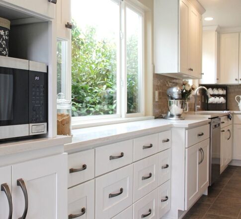 Laura ZB Design Interior Designer Kitchen Makeover Custom Cabinets White Tile