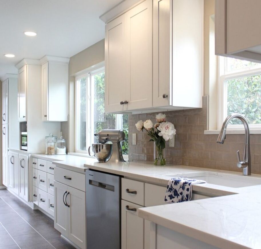 Laura ZB Design Interior Designer Kitchen Makeover Refinished Classic White Cabinets