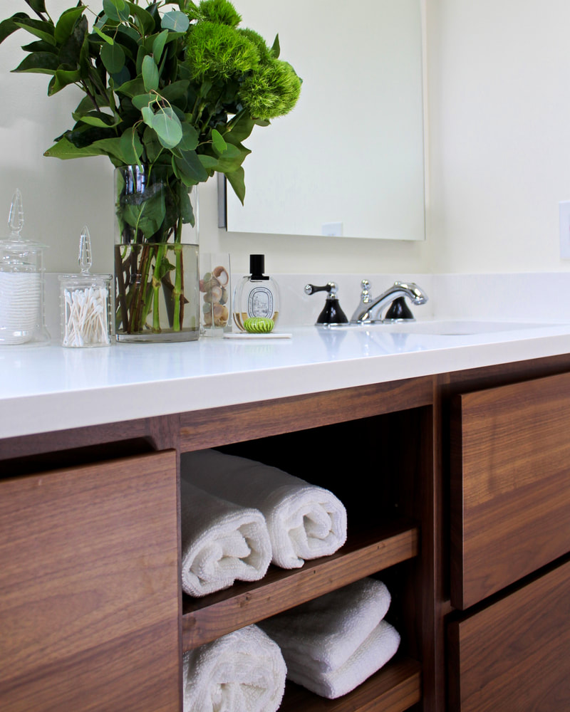 Laura ZB Design Interior Designer Walnut Bathroom Cabinet 